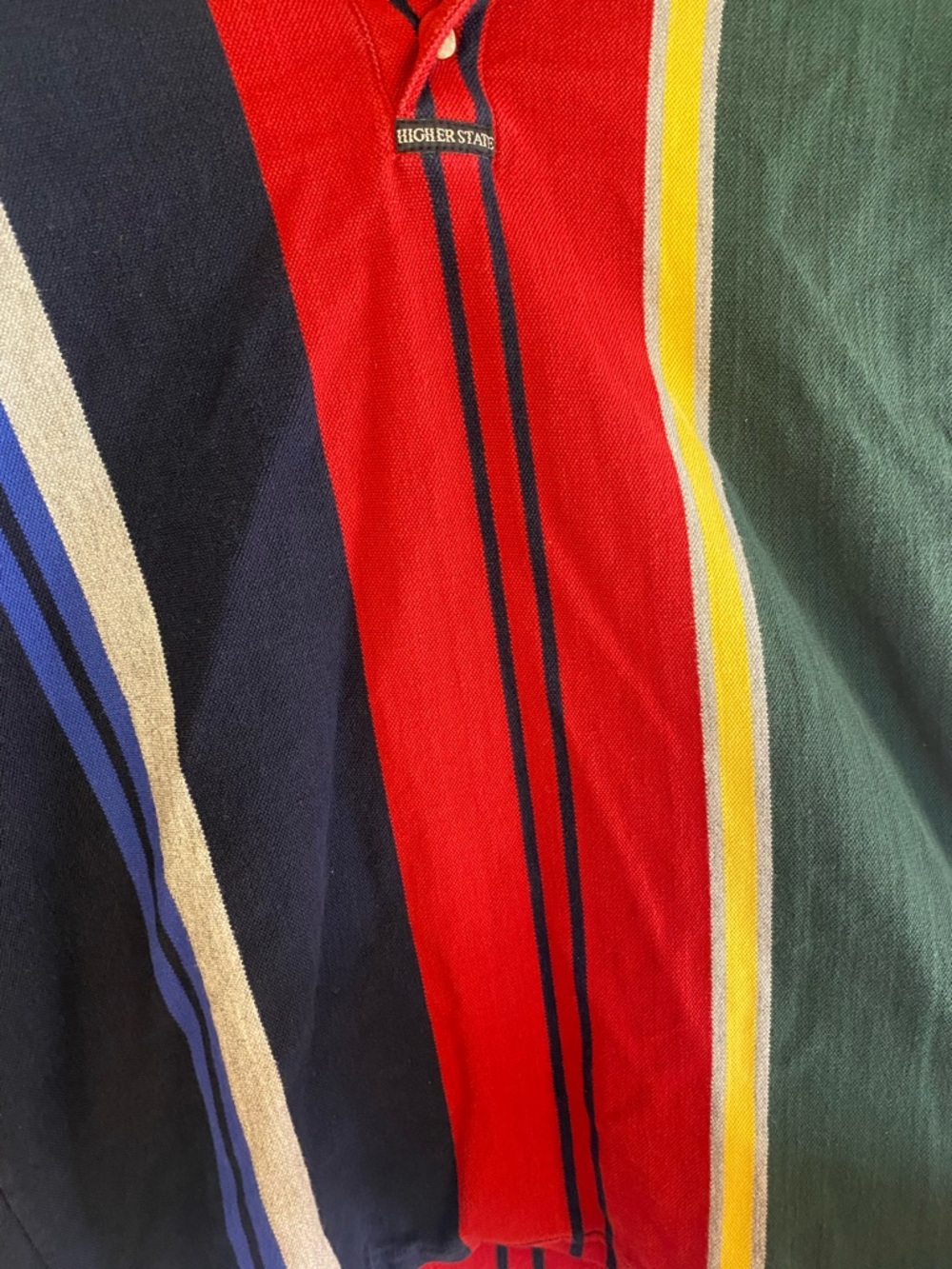 Vintage 90s Colorblock Stripes Rugby Shirt Higher State Adventure Size L Retro - Picture 3 of 8